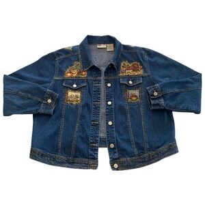 Y2K Fall Theme Embellished Denim Jacket Size 18W 20W